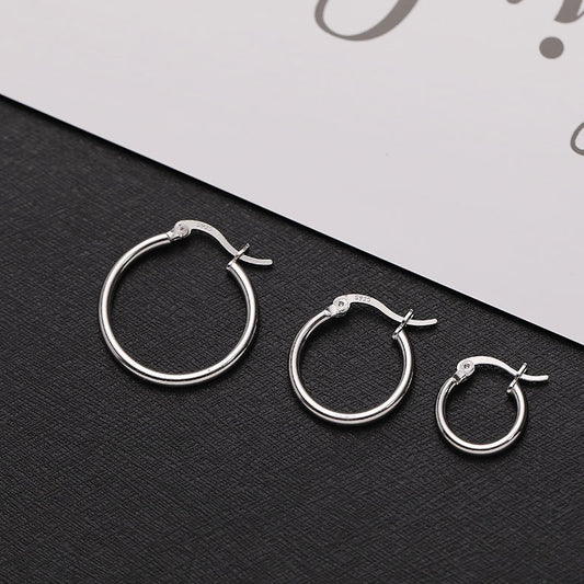 925 Sterling Silver Plain Hoop Earrings