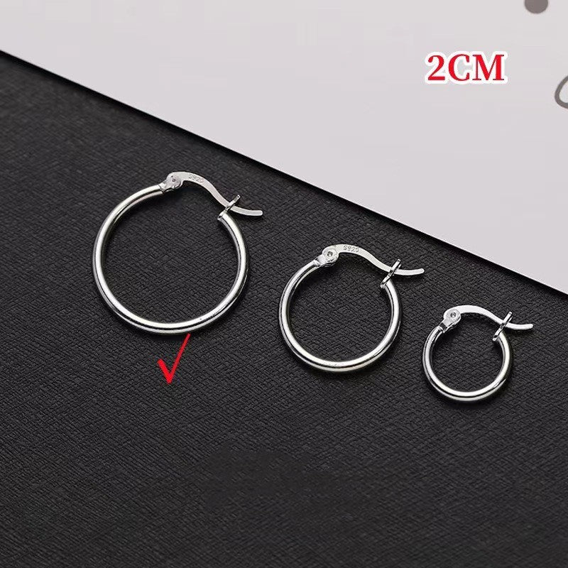 925 Sterling Silver Plain Hoop Earrings